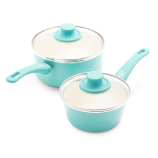 GreenLife Soft Grip Diamond Healthy Ceramic Nonstick, Cookware Pots and Pans  Set, 14 Piece, Turquoise, Dishwasher Safe 
