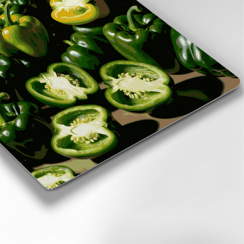 Art mural en métal légumes vert poivron vert, H 16 po x l 16 po