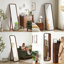 Miroir pleine longueur, miroir de plancher en bois de hêtre massif, miroir autoportant avec support, grand miroir de corps pour le vestiaire de la chambre à coucher, finition noyer