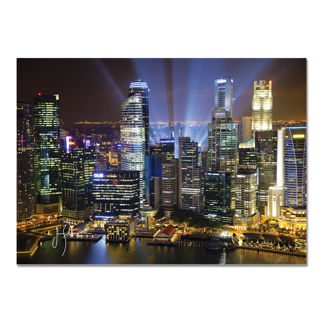 Fotodruck Singapore Skyline at Night von Jim Zuckerman