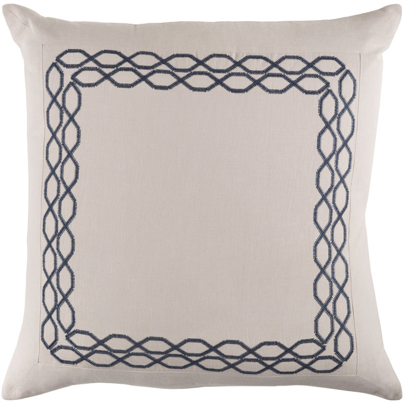 Afia Cotton Blend Geometric Sham Set, Khaki/Navy, Euro