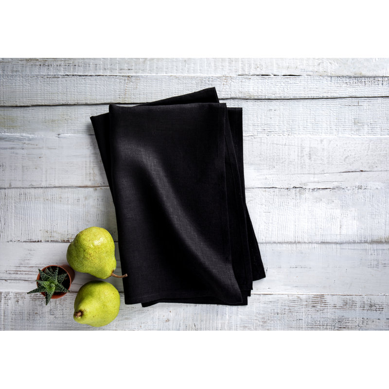 Kitchen Linen - 100% Pure Linen Kitchen Towels, Black