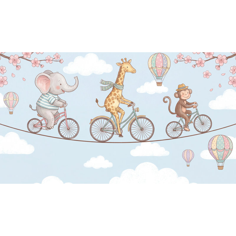 Papier peint animaux fantaisistes, 120"x96", Peler et coller