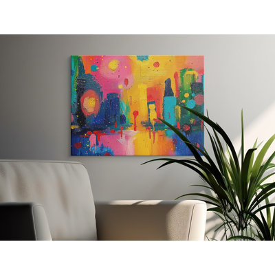 Abstract Wall Art, Cityscape Canvas Print, Modern Home Decor, Vibrant Painting, Living Room Art, Gift Idea, Ready to Hang