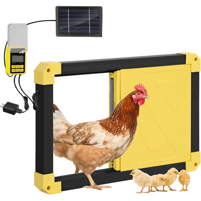 Chicken Coop Door Opener with Heating and Anti-Pinch Function Solar Powered Auto Chicken House Run Door