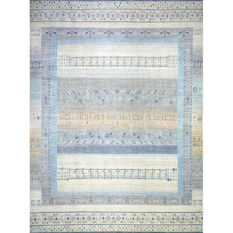 Transitional One-of-a-Kind Rectangle 10'1" x 13'4" Rectangle Wool Area Rug in Blue and White