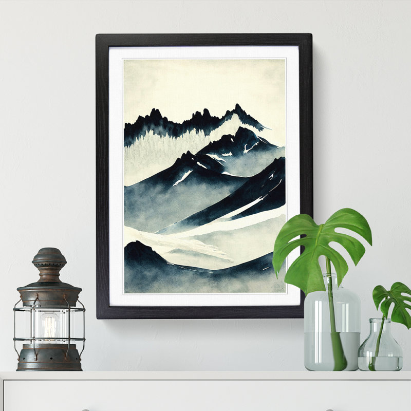 Glacier Ink Wash - Picture Frame Print, 64cm H x 46cm W x 2cm D, Walnut