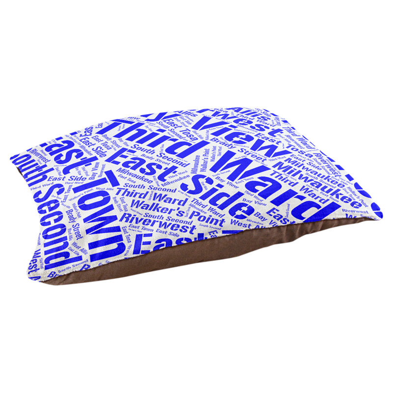 Coussin de chien « districts », Très grand (H 17 po x l 50 po x P 40 po), Bleu, Milwaukee