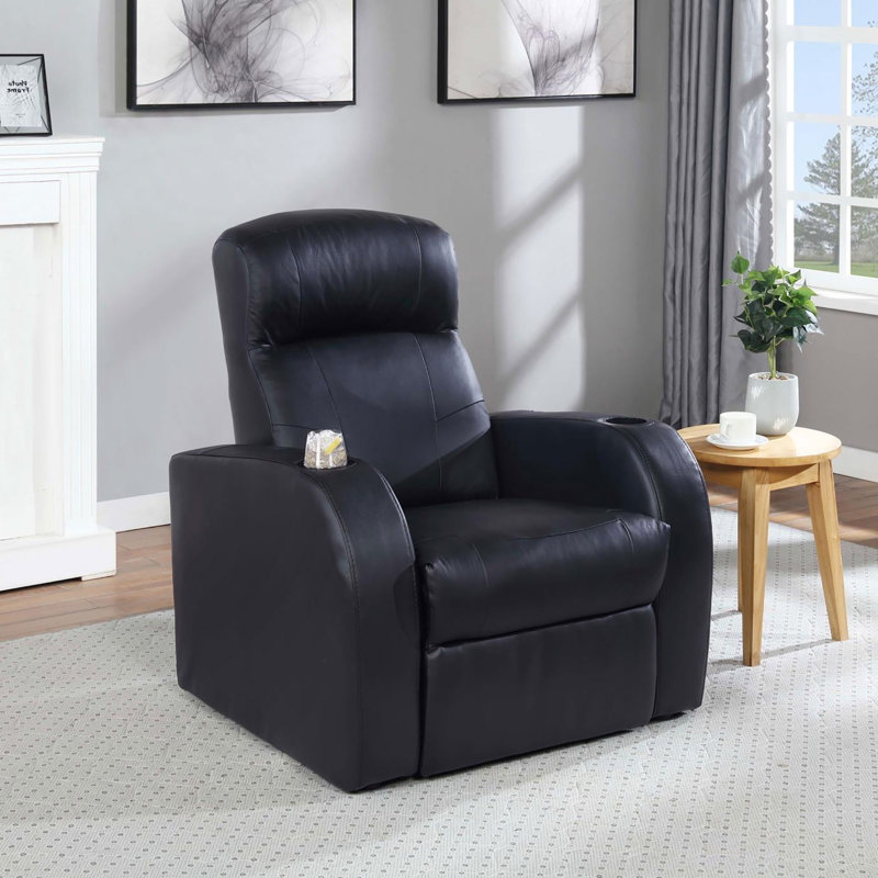 Fauteuil inclinable noir rembourré avec porte-gobelet