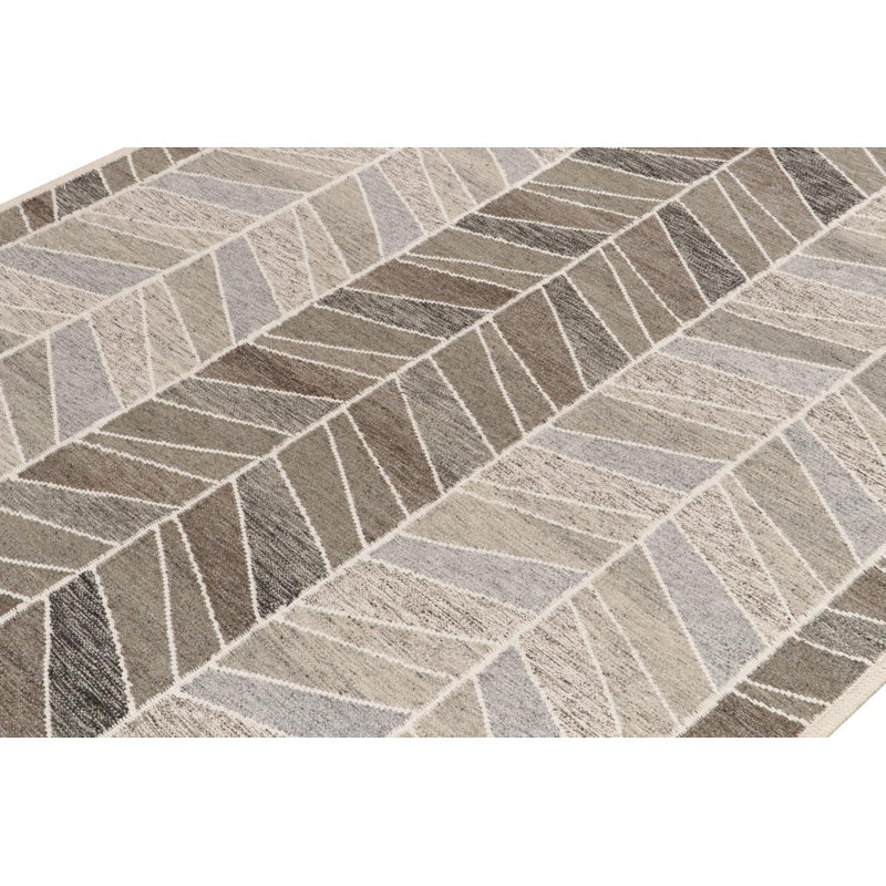 Scandinavian Wool Geometric Area Rug, Rectangle 14' x 20'