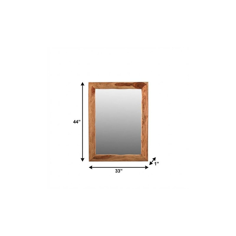 44" Brown Solid Wood Live Edge Framed Accent Mirror