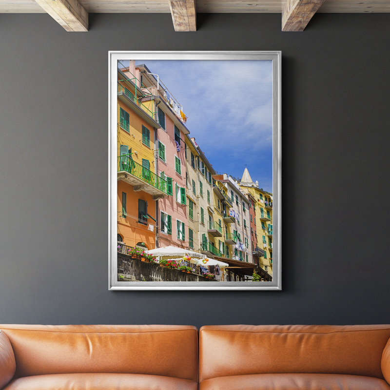 Cinque Terre - reproduction de cadre photo simple, Argent, H 36,5 po x l 26,5 po x P 1,25 po