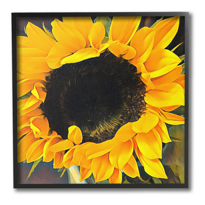Tournesol jaune vif encadré par estampe numérique par Jessica Manelis