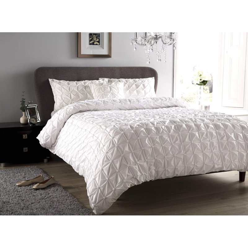 Polyester No Pattern Duvet Cover Set with Pillowcases Included, Double Duvet Cover Set + 2 Pillowcases, White