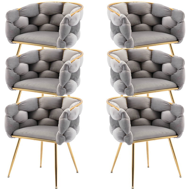 Modern Kitchen Chairs Velvet Upholstered Dining Chairs Set of 6, Gray