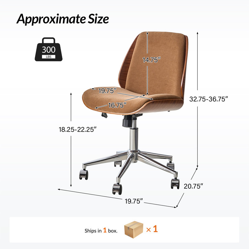 Chaise de bureau Oswina Ember, Polyester caramel