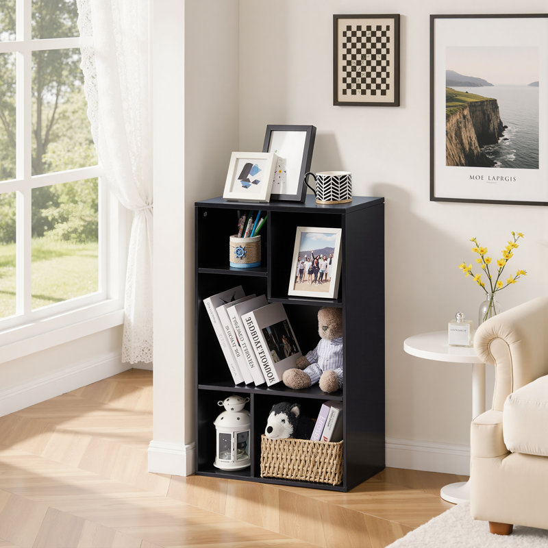 Hidajeta 79cm H x 24cm W Standard Bookcase, Black, (3 Shelves) 79.5cmH x 24cmW x 50cmD