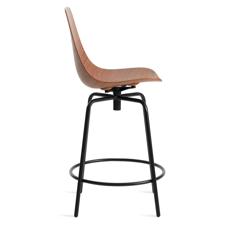 Clean Cut Swivel Stool with Metal Frame, Walnut, Counter Stool (24" Seat Height)