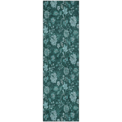 Premium Machine Washable Prisco Teal Rug