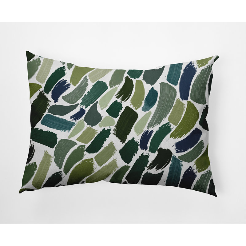 Abstract Outdoor Reversible Throw Pillow, Green