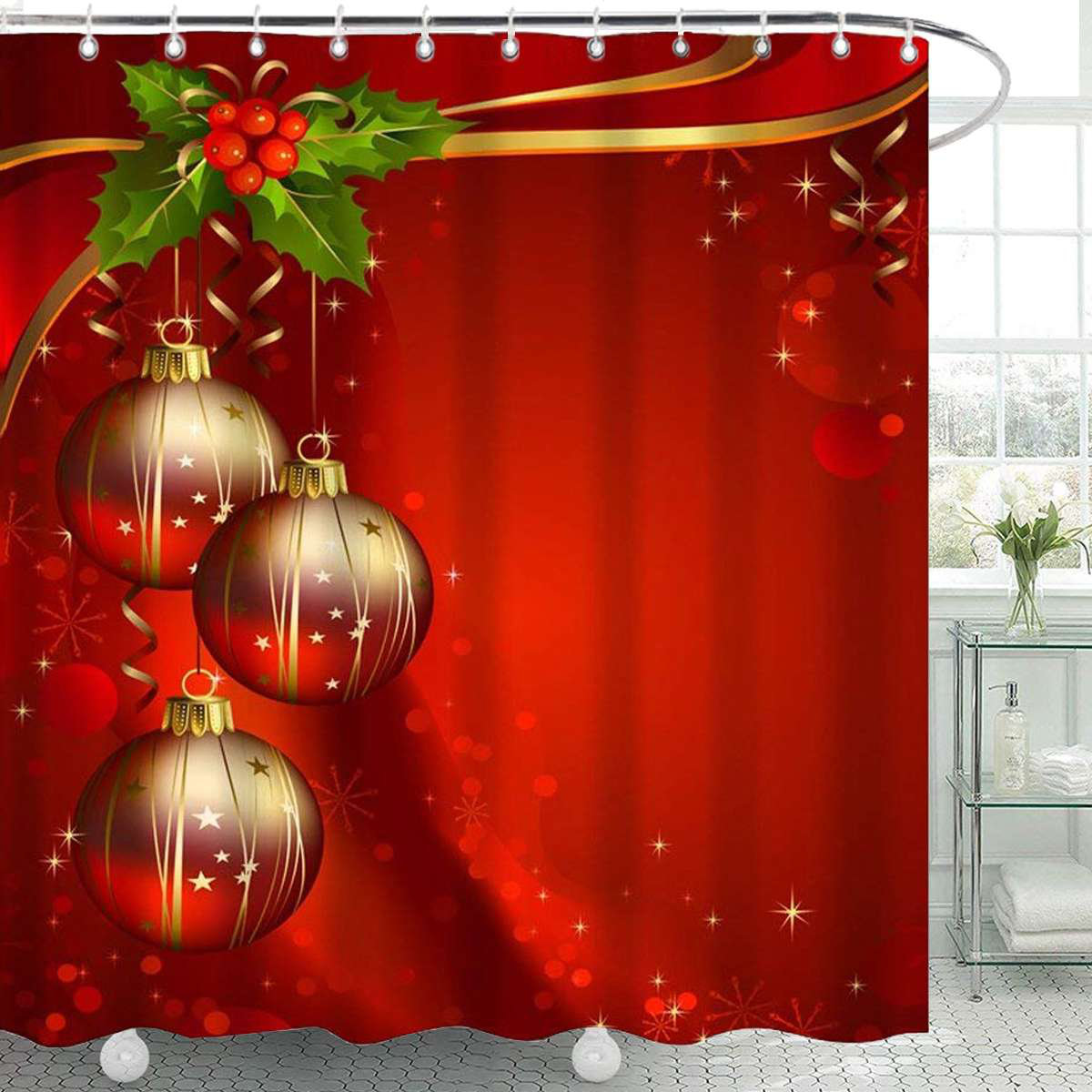 The Holiday Aisle® Juliella Abstract Shower Curtain with Hooks Included ...