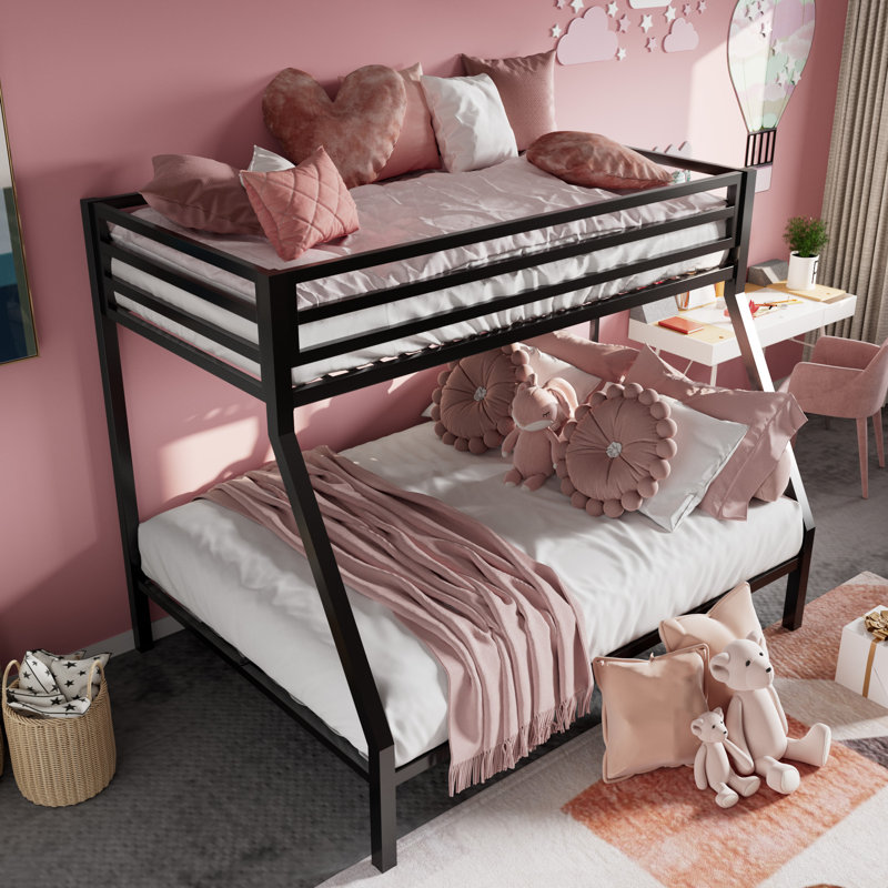 Koffler Kids Bunk Metal Bed Frame, Full, Black
