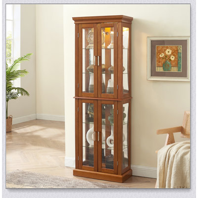 Cabinet Curio avec tablettes réglables et panneau arrière en miroir