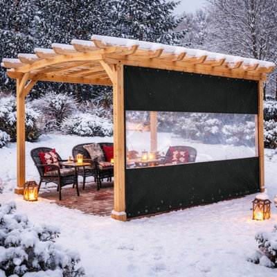 Heavy Duty Outdoor Clear Panel Curtain, All Weather Resistant Tarp Curtain for Pergola Porch Gazebo, Privacy Screen, Blackout Curtains(7 x 12 ft)