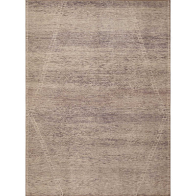 Tapis minimaliste moderne contemporain à motif géométrique brun unique en son genre