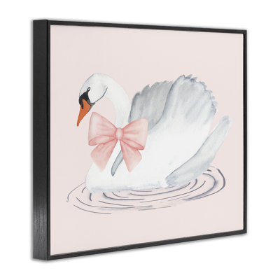 Cygne blanc avec ruban rose, estampe numérique, conception de Nina Jacobs