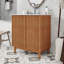 Meuble-lavabo en bois avec lavabo en céramique, tablette réglable et portes à fermeture en douceur
