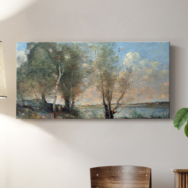 Parmi les roseaux - Toile tendue avec châssis - Prêt à accrocher, H 16 po x l 32 po