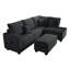 Ensemble de canapé modulaire 3 pièces de style moderne avec port USB, repose-pieds, accoudoir à droite, canapé et accoudoir à gauche, salon noir