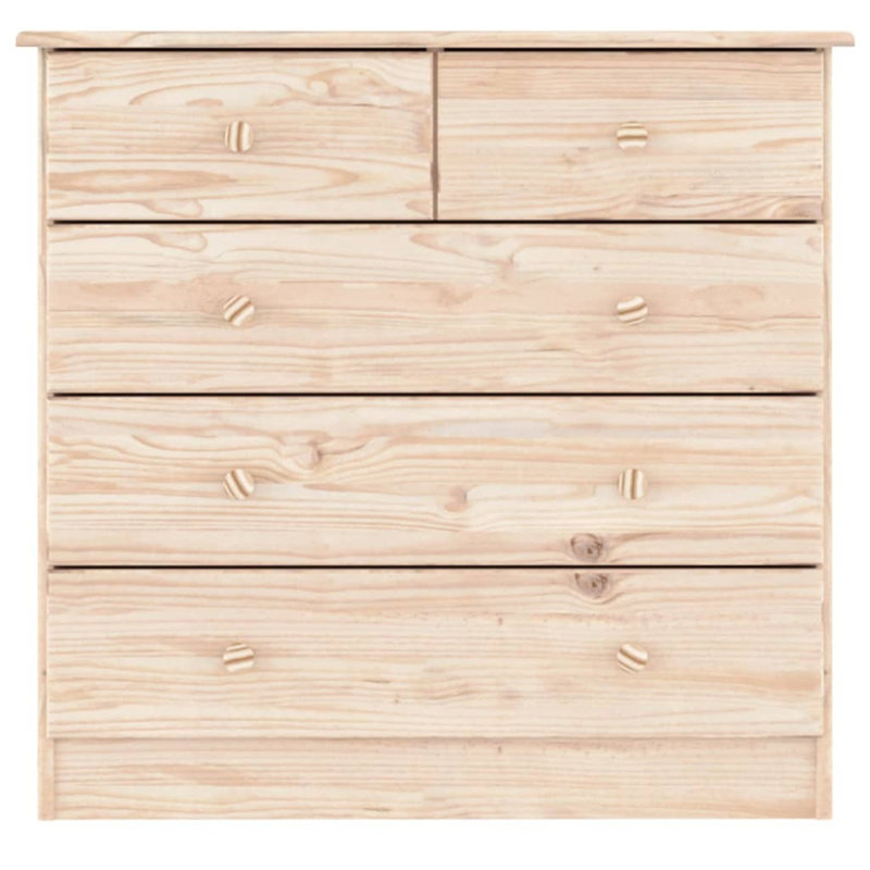Cayde Solid Wood Chest of 5 Drawers, Beige