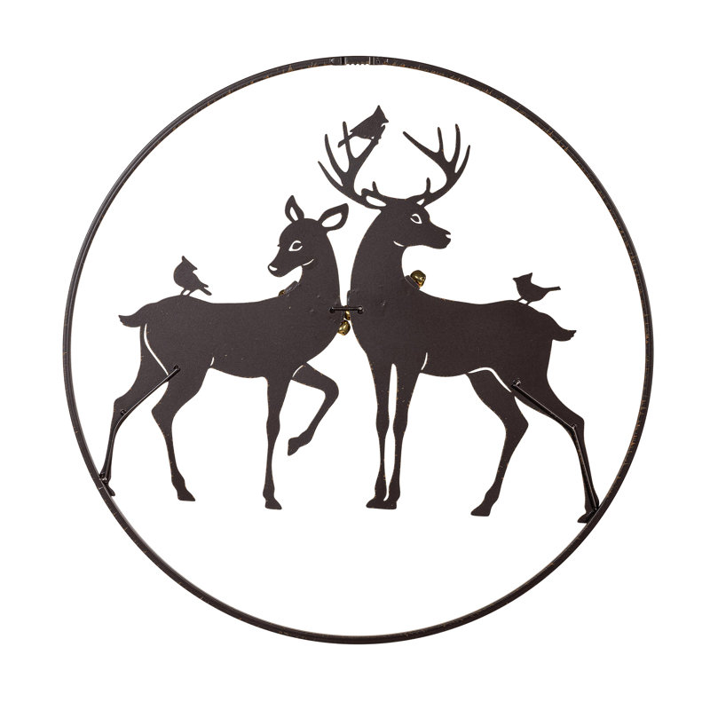 Round Reindeer Metal Wall Décor