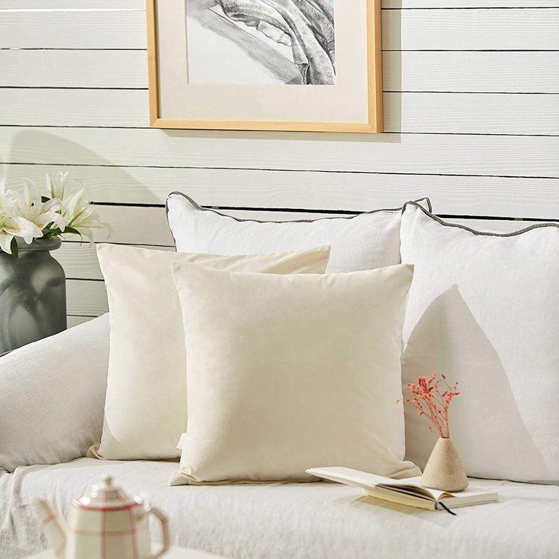 Housse de coussin carrée, 20 po x 20 po, Blanc