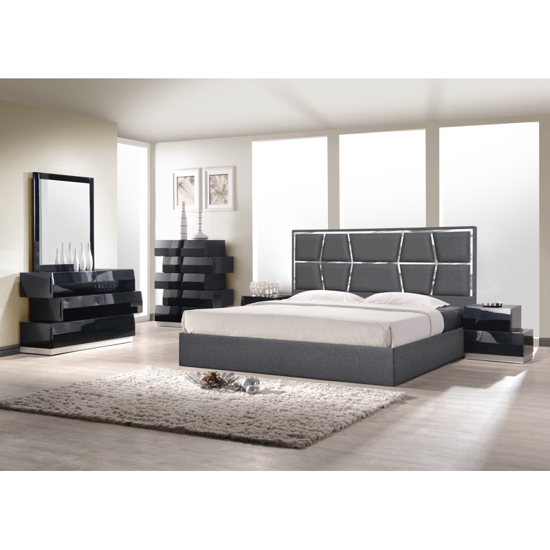 Predmore Upholstered Platform Bed, Queen, Charcoal