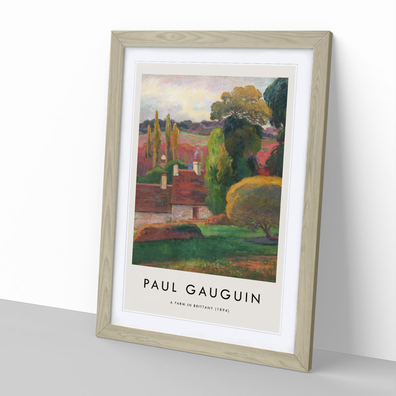 A Farm in Brittany by Paul Gauguin - Picture Frame Painting, Oak Framed, 48cm H x 36cm W x 2cm D