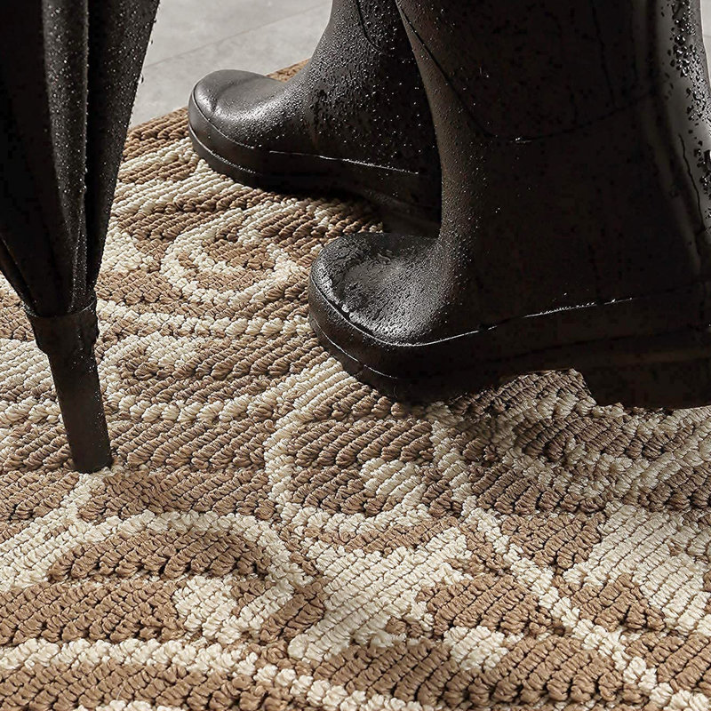 Tapis de porte antidérapant pour l'intérieur et l'extérieur, Kaki, L 24 po x L 35 po