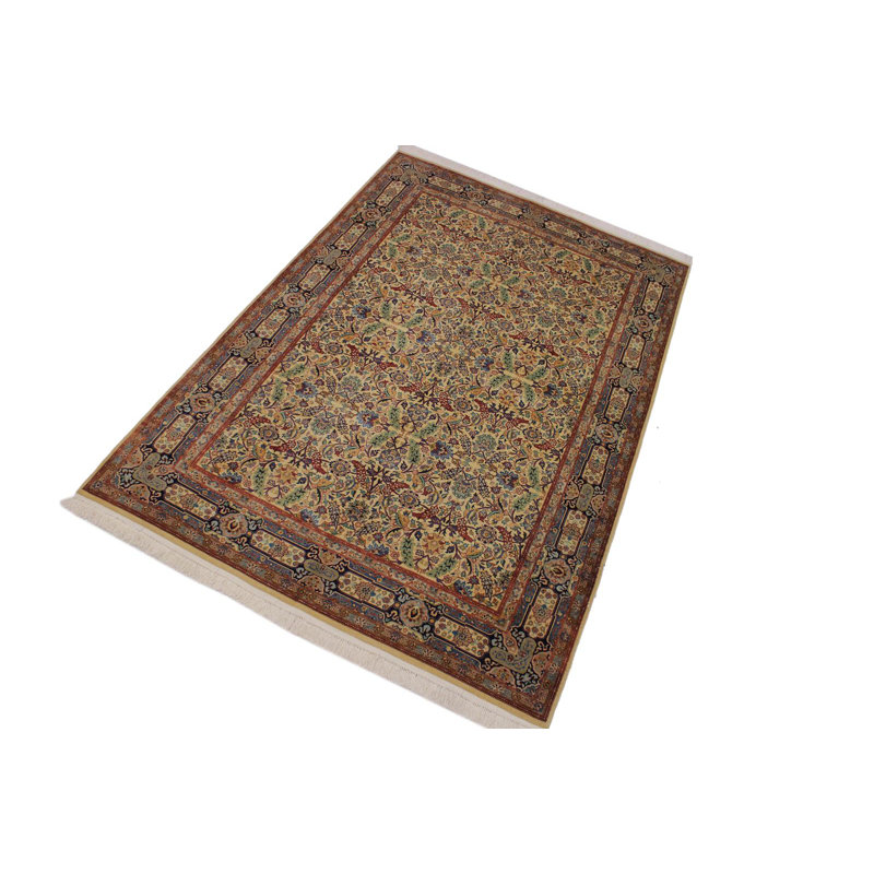 Tapis oriental vert en laine noué à la main 6 pi 1 po x 9 pi 3 po Palmateer