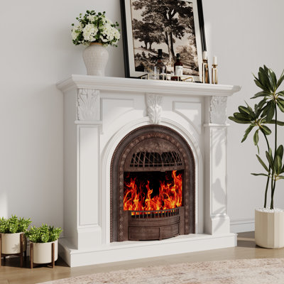 80" W Electric Fireplace Tv Stand With Mantel - Media Console For 90" Tvs, Farmhouse Fireplace With Storage
