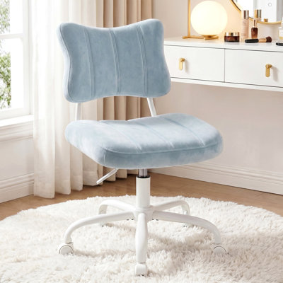 Modern Bow Back Vanity Chair with Adjustable Height, 360° Swivel, Velvet Office Chair for Bedroom, Home Office & Living Room
