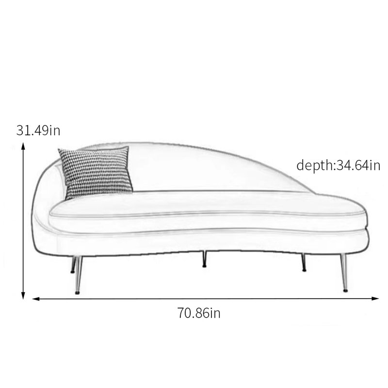 Méridienne confortable et durable, Jaune, Accoudoir à gauche (vu de face)