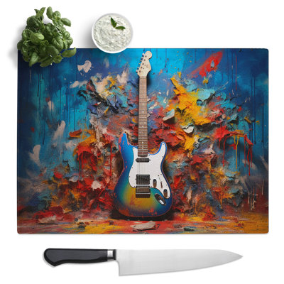 Guitar Photograph 8K  Glass Chopping Board