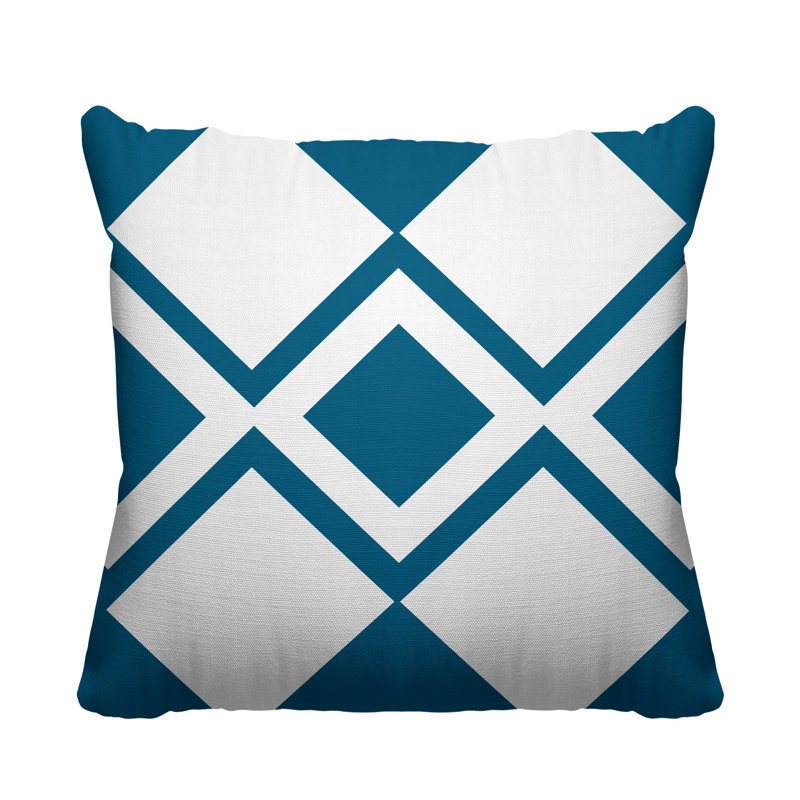 Coussin décoratif intérieur / extérieur Halsey Loop, L 17 po x H 17 po, Turquoise