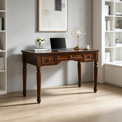 Exquisite Retro-style Rubberwood Computer Desk