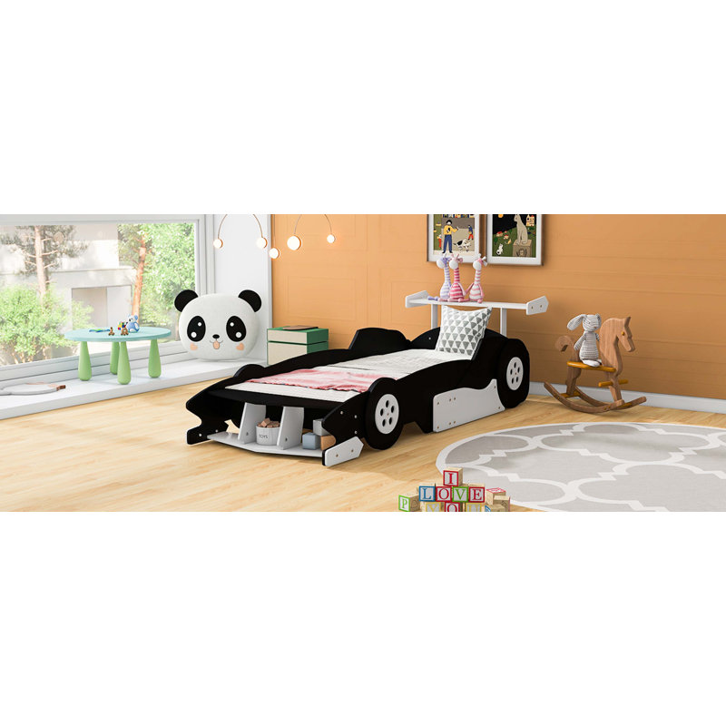 Lit plateforme simple avec roulettes, Noir