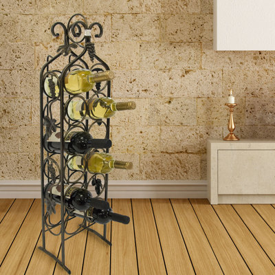 Camelot 12 Bottle Floor Wine Bottle Rack in Black