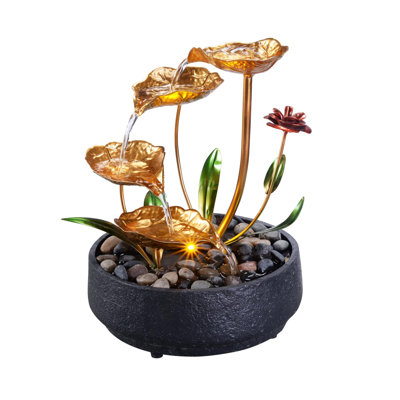 Tabletop Fountain Metal Lotus Circulating Fountain Water