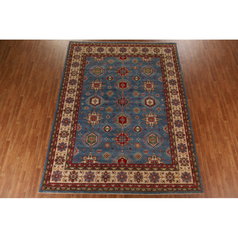 Tapis unique en laine noué à la main 8 pi 11 po x 11 pi 10 po nouvel âge en bleu / rouge / beige
